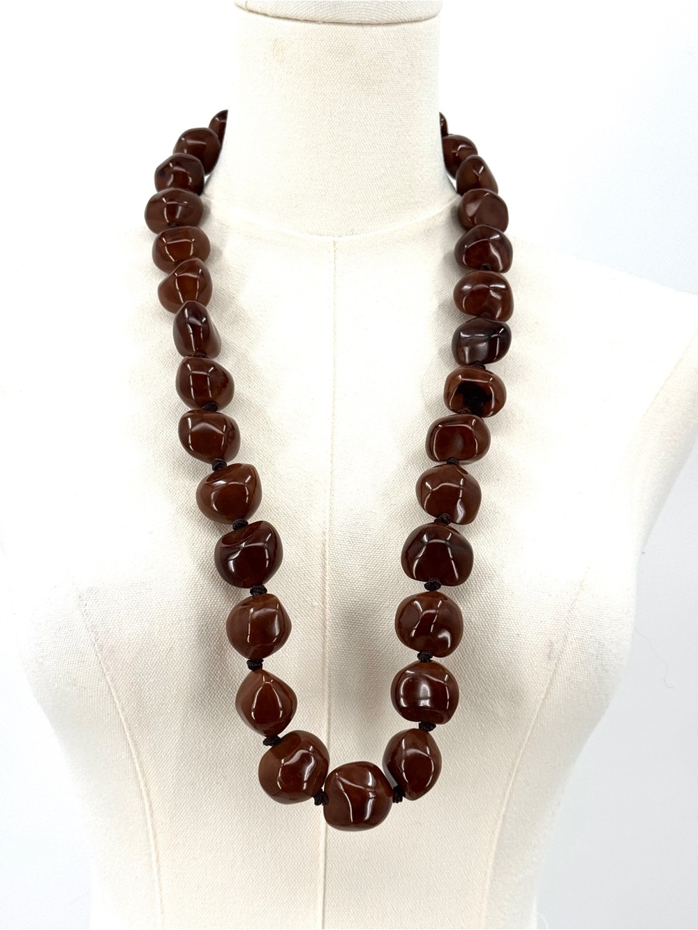 Estate Chunky Brown Bead Necklace